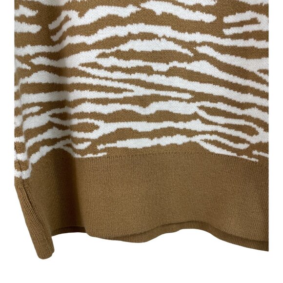 Nine West Womens Size Large Brown & White Animal Print Long Sleeve Sweater - Picture 5 of 12